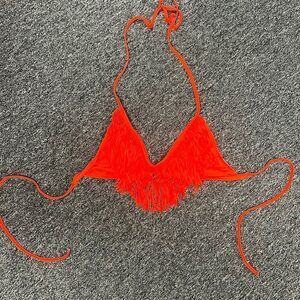 L Space Orange/Red Fringe Top - Bathing Suit Top - Size Large - NWOT